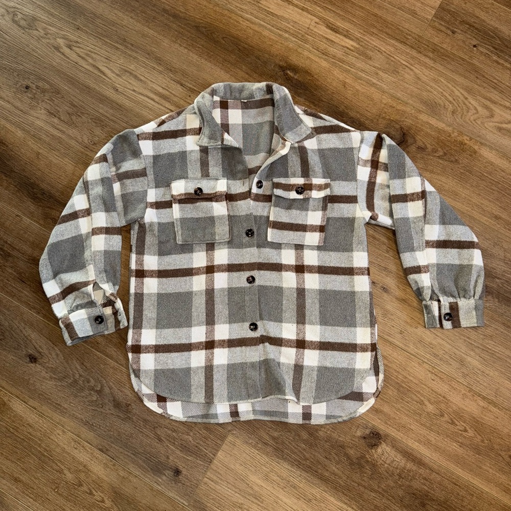 Women’s Plaid Button-Up Shacket Size XL